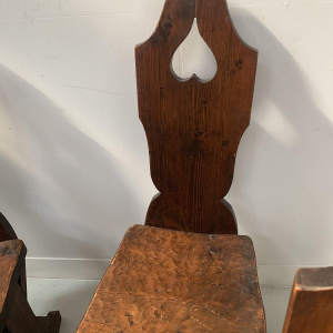 Set of six Brutalist style natural wood chairs – 20th century