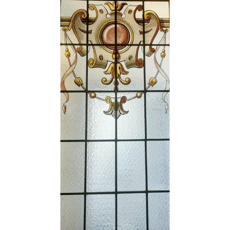 Huis Labille, set van drie glas-in-lood scheidingsdeuren met bloemmotieven – begin 20e eeuw