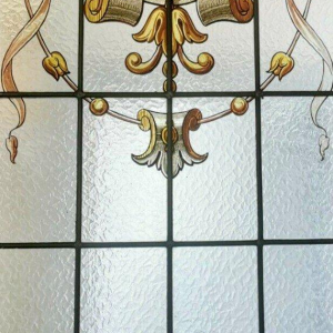 Huis Labille, set van drie glas-in-lood scheidingsdeuren met bloemmotieven – begin 20e eeuw