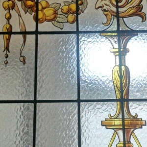 LABILLE House, set of three stained-glass partition doors with floral decoration – early 20th century