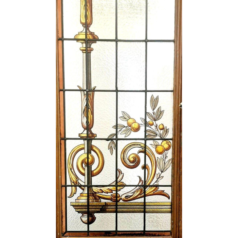 Maison LABILLE, suite de trois portes de séparation en vitrail à décor floral – début XXᵉ siècle