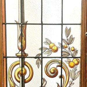 Huis Labille, set van drie glas-in-lood scheidingsdeuren met bloemmotieven – begin 20e eeuw