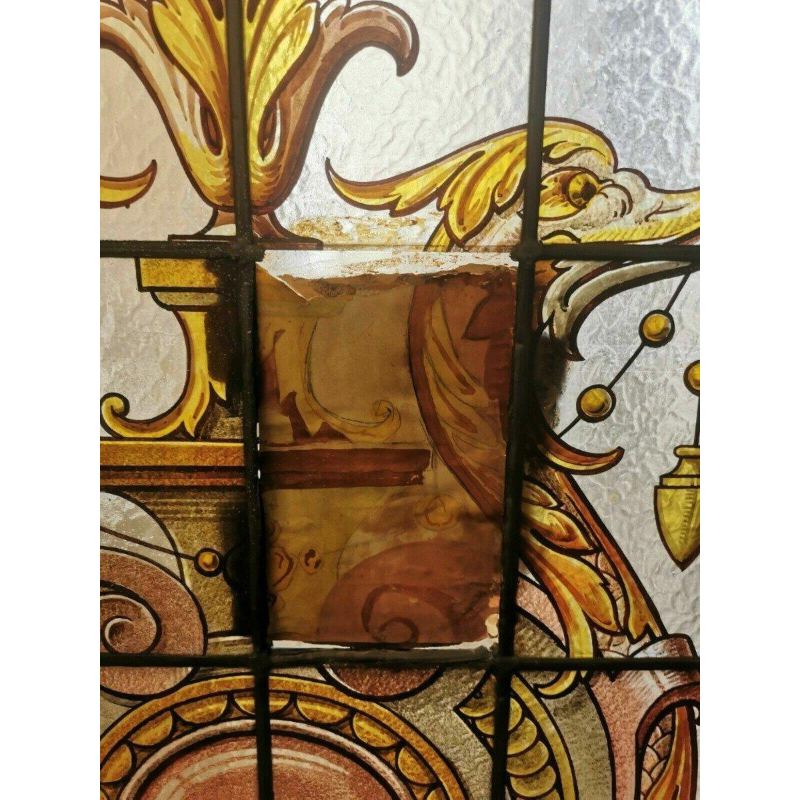 Huis Labille, set van drie glas-in-lood scheidingsdeuren met bloemmotieven – begin 20e eeuw