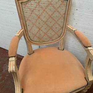 Een paar fauteuils in Lodewijk XVI-stijl van gepatineerd beukenhout – 20e eeuw