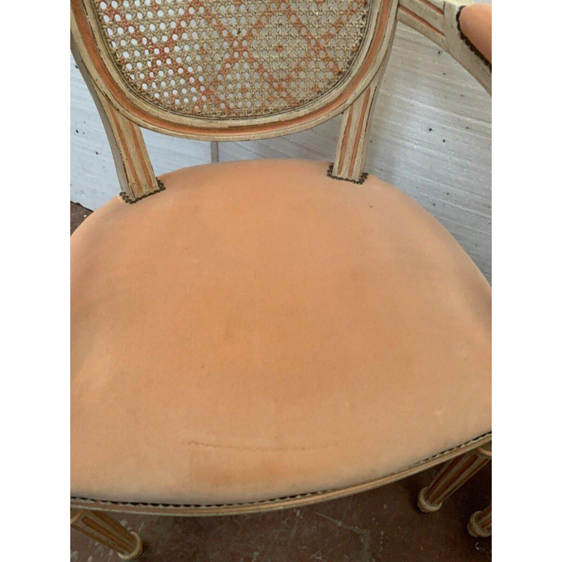 Pair of Louis XVI style armchairs in patinated beech – 20th century