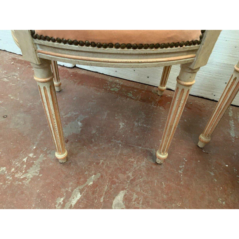 Pair of Louis XVI style armchairs in patinated beech – 20th century