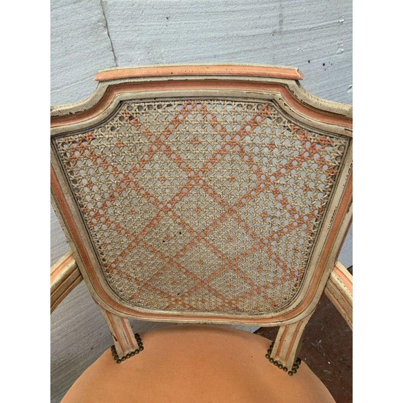 Pair of Louis XVI style armchairs in patinated beech – 20th century