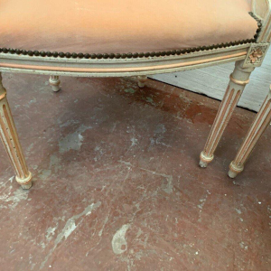 Pair of Louis XVI style armchairs in patinated beech – 20th century