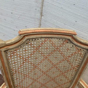 Een paar fauteuils in Lodewijk XVI-stijl van gepatineerd beukenhout – 20e eeuw