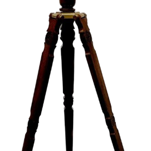 Longue-vue en laiton avec pied de support en acajou – XXᵉ siècle