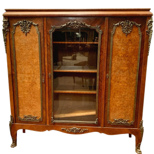 Bibliothèque de style Louis XV en acajou et ronce de noyer – XXᵉ siècle