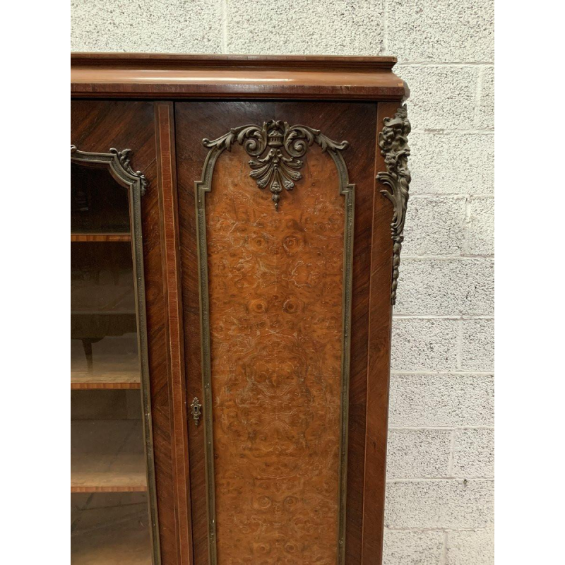 Louis XV style bookcase in mahogany and burr walnut – 20th century