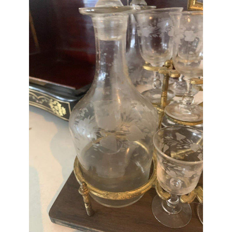 Cave à liqueur complète Napoléon III en marqueterie Boulle – Coffret ancien