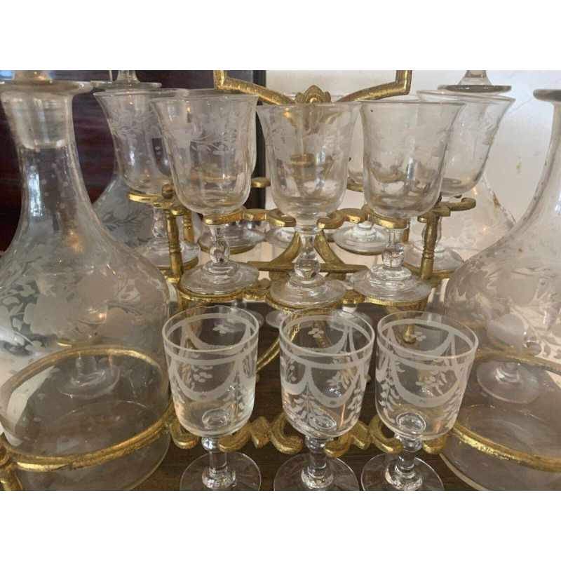 Cave à liqueur complète Napoléon III en marqueterie Boulle – Coffret ancien