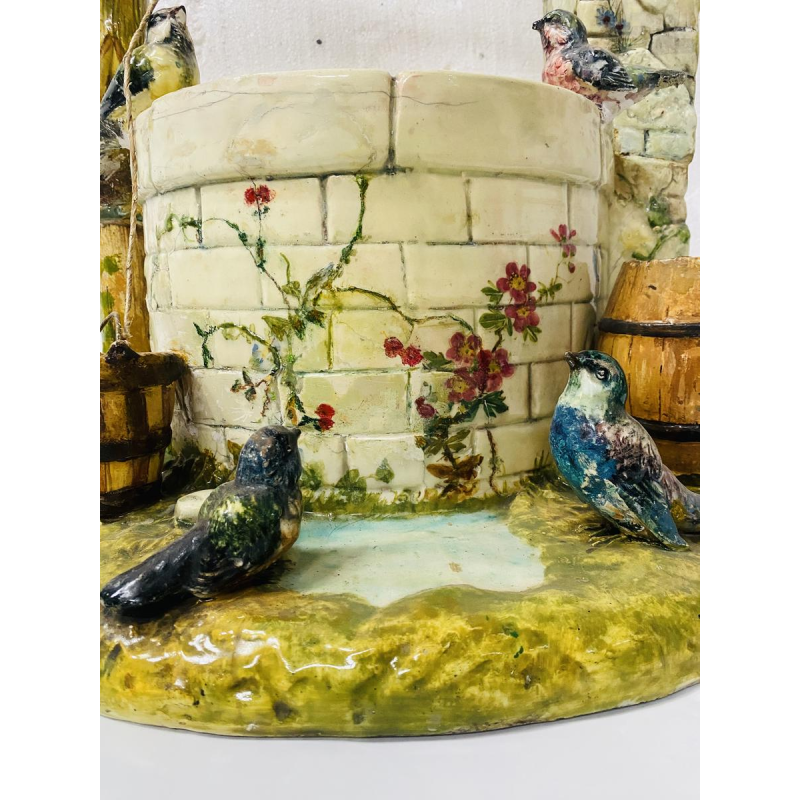 Delphin Massier for Vallauris, important earthenware well – 20th century