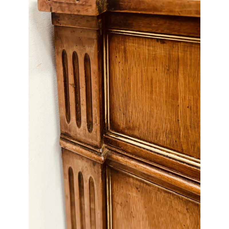 Louis XVI style mahogany commode, rounded uprights, three drawers in the front, mid-19th century