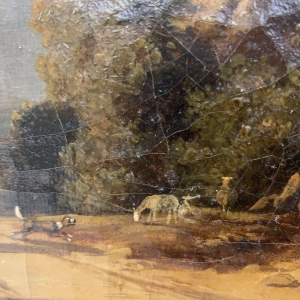 Dutch School "Lively Landscape, Shepherd and Flock" oil on canvas, 19th century