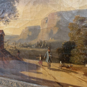 École hollandaise « Paysage animé, berger et troupeau » huile sur toile, XIXᵉ siècle