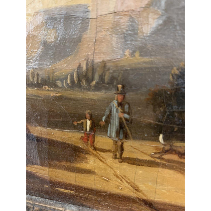 École hollandaise « Paysage animé, berger et troupeau » huile sur toile, XIXᵉ siècle