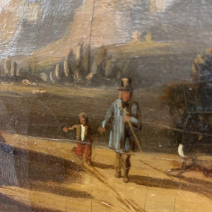 Dutch School "Lively Landscape, Shepherd and Flock" oil on canvas, 19th century