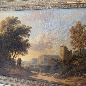 École hollandaise « Paysage animé, berger et troupeau » huile sur toile, XIXᵉ siècle