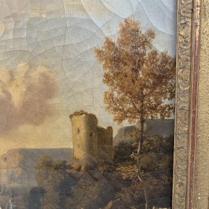 École hollandaise « Paysage animé, berger et troupeau » huile sur toile, XIXᵉ siècle