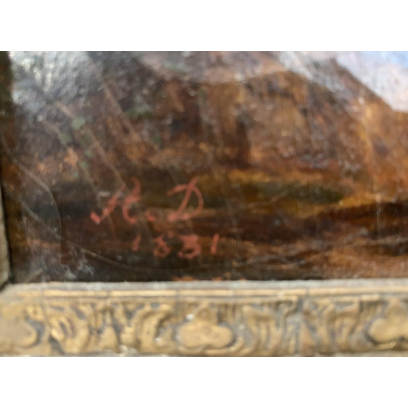 École hollandaise « Paysage animé, berger et troupeau » huile sur toile, XIXᵉ siècle