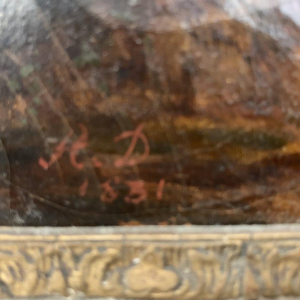 École hollandaise « Paysage animé, berger et troupeau » huile sur toile, XIXᵉ siècle