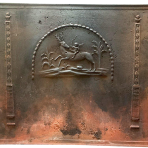 Cast iron fireplace backplate "Angel and Reindeer" – 19th century