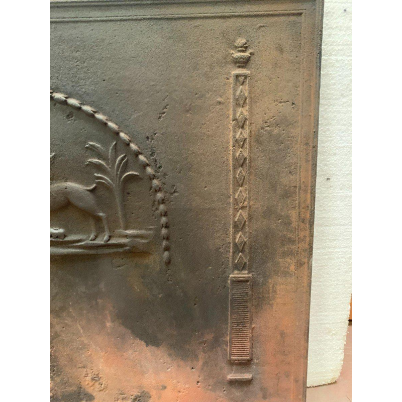 Cast iron fireplace backplate "Angel and Reindeer" – 19th century