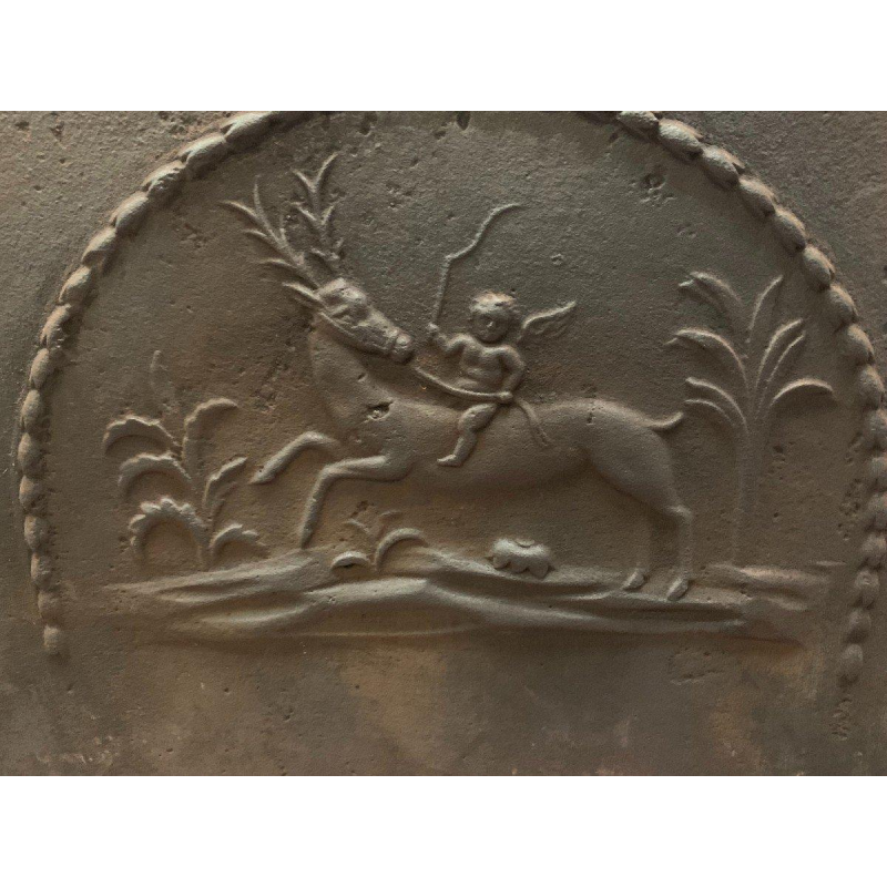 Cast iron fireplace backplate "Angel and Reindeer" – 19th century