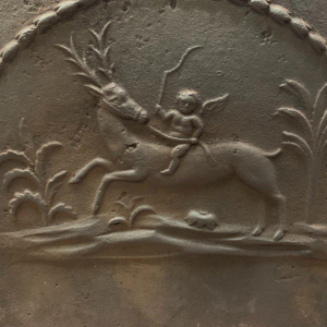 Cast iron fireplace backplate "Angel and Reindeer" – 19th century