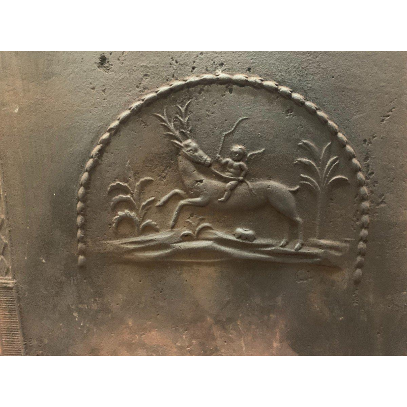 Cast iron fireplace backplate "Angel and Reindeer" – 19th century
