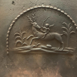 Cast iron fireplace backplate "Angel and Reindeer" – 19th century