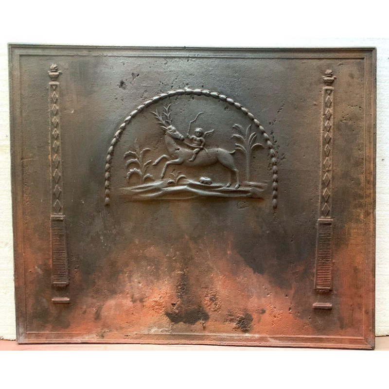Cast iron fireplace backplate "Angel and Reindeer" – 19th century