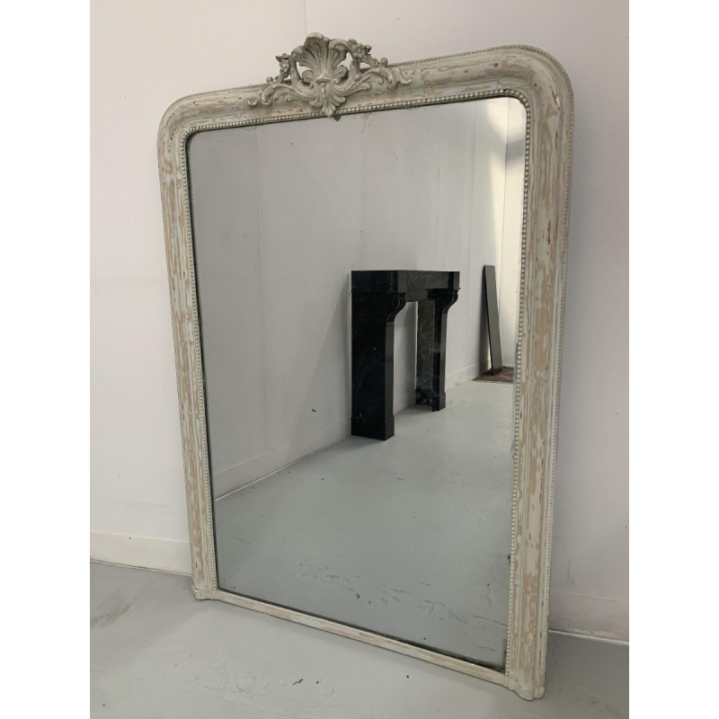 Spiegel in Lodewijk XV-stijl van hout en gepatineerd stucwerk – 19e eeuw