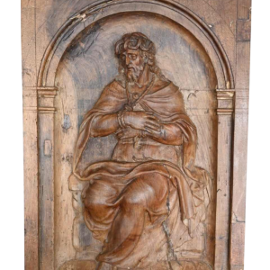 Christus op de koude steen, gebeeldhouwd houten paneel, 17e eeuw