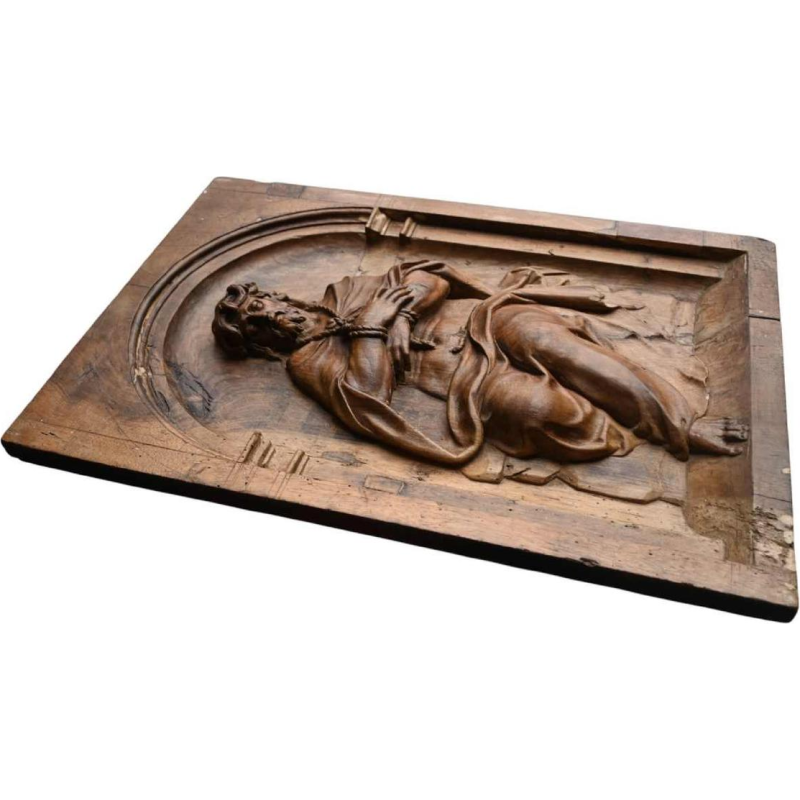 Christus op de koude steen, gebeeldhouwd houten paneel, 17e eeuw