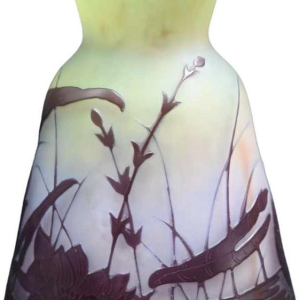 Emile Gallé, Art Deco pâte de verre vase, Sauterelle decor, ca 1900 / 1920