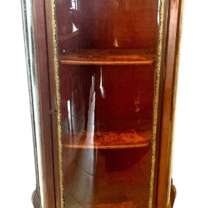 Napoleon III curved display cabinet in mahogany and chased bronze – 20th century