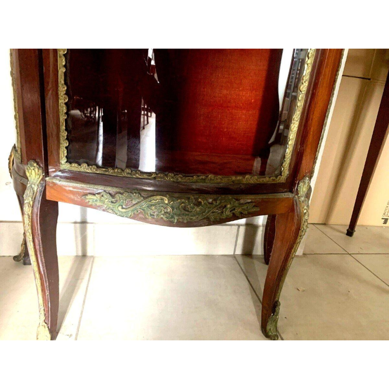 Napoleon III curved display cabinet in mahogany and chased bronze – 20th century