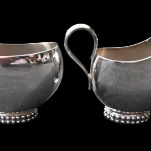 Jakob Grimminger, Art Deco zilveren thee / koffieservies, tête-à-tête, Duits ontwerp, begin 20e eeuw