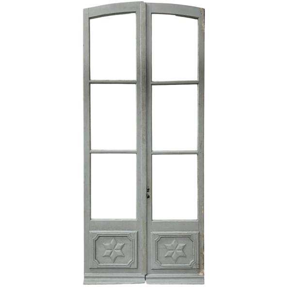 Dubbele deuropening van gepatineerd hout – 19e eeuw