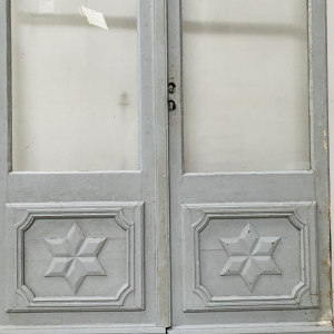 Double porte de passage en bois patiné – XIXᵉ siècle