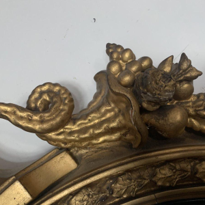 Witch mirror with carved and gilded wooden pediment – 19th century