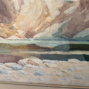 Framed gouache painting "Mountain Landscape" – 20th century