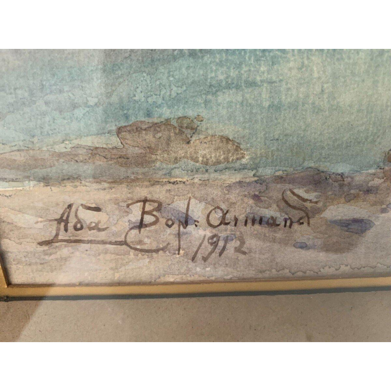 Gouache encadrée « Paysage de montagne » – XXᵉ siècle