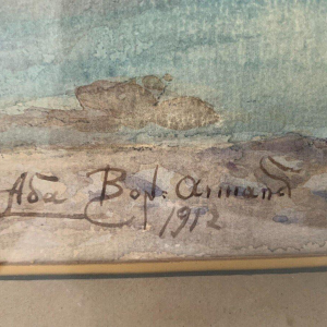 Gouache encadrée « Paysage de montagne » – XXᵉ siècle