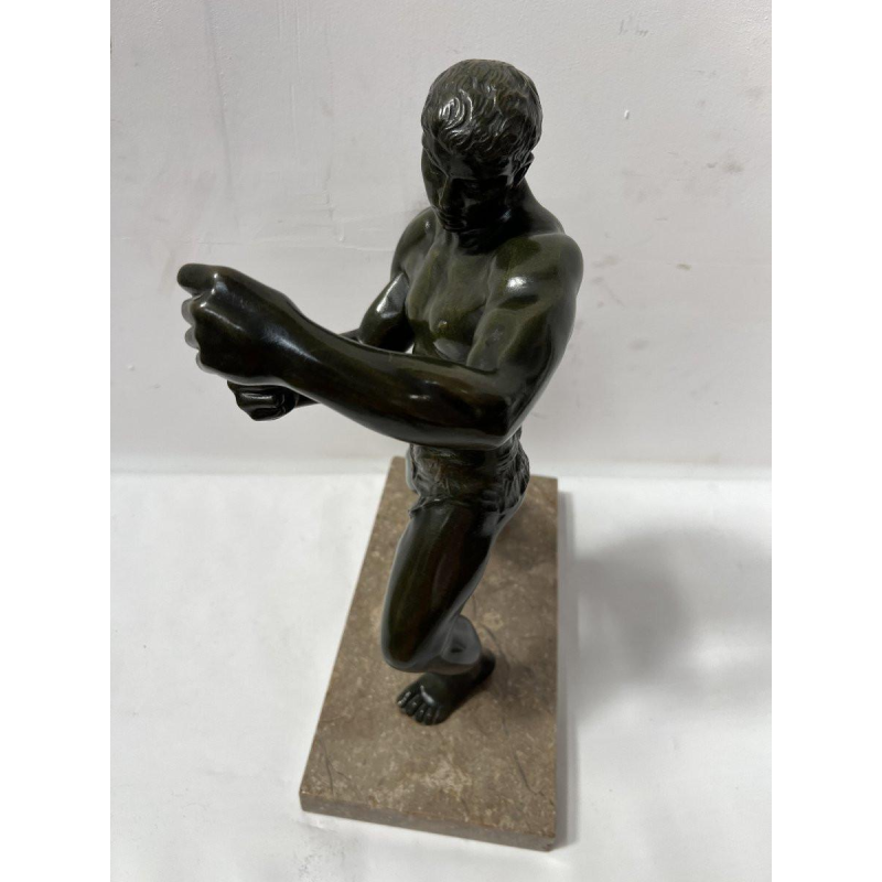 "The Boxer" bronze sculpture with brown/green patina – 20th century