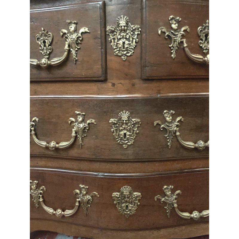 Provincial chest of drawers with a curved front, solid walnut – 18th century